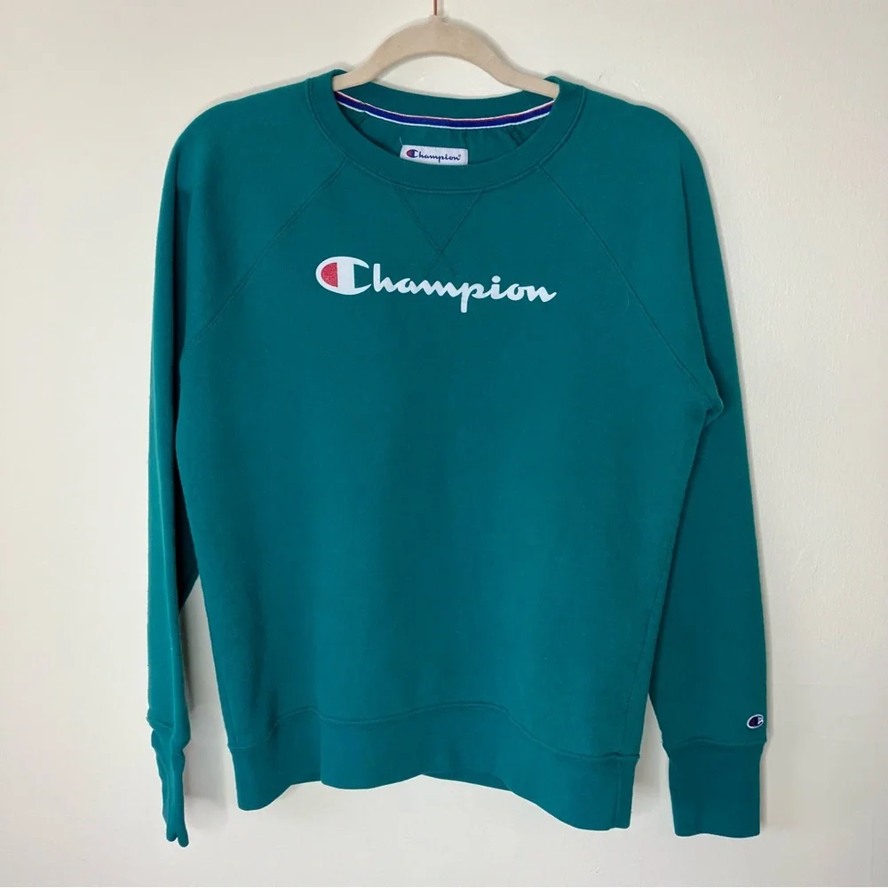 Vintage Champion teal sweatshirt M - Picture 1 of 5
